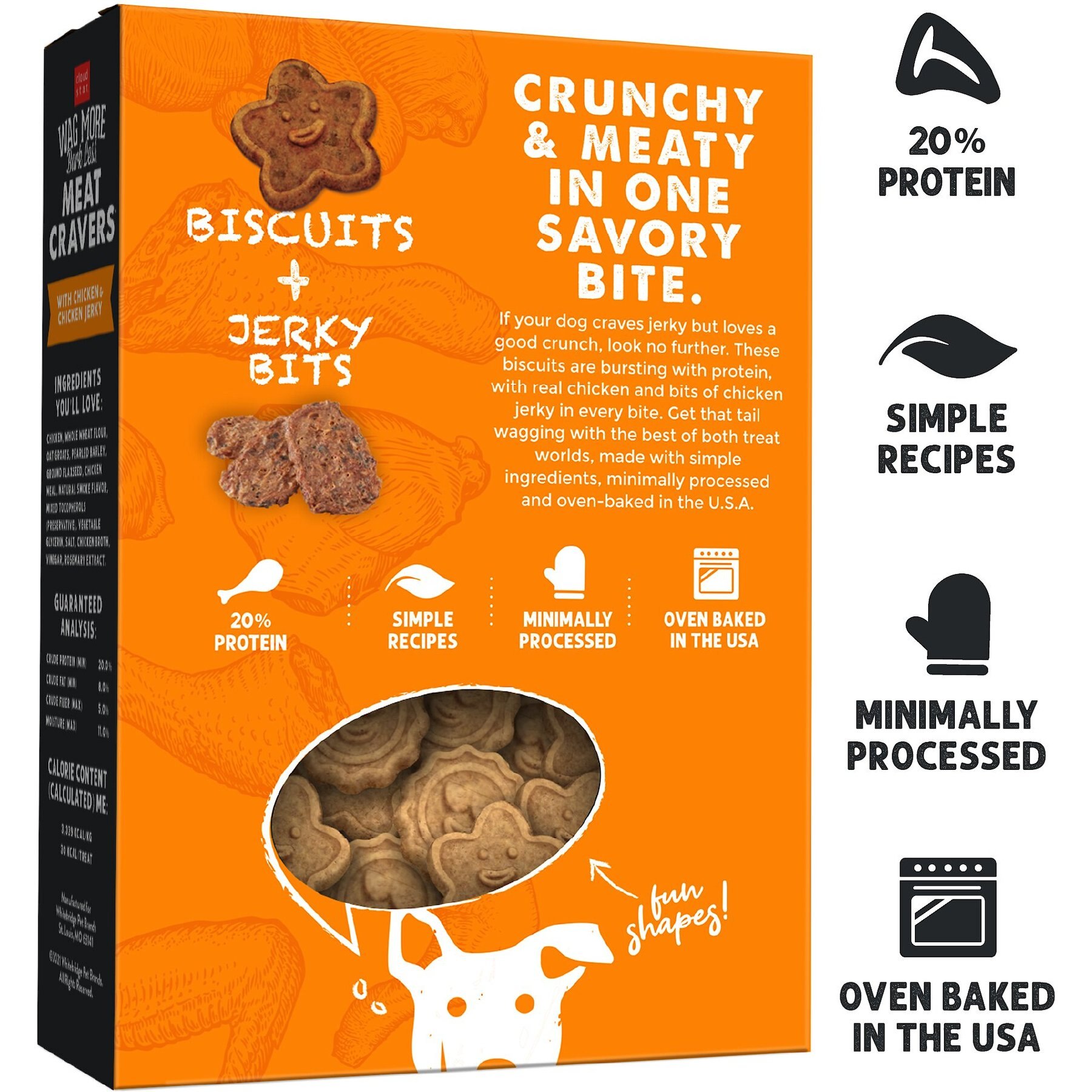 Cloud Star Wag More Bark Less Chicken Cravers Dog Crunchy Treats, 12-oz bag