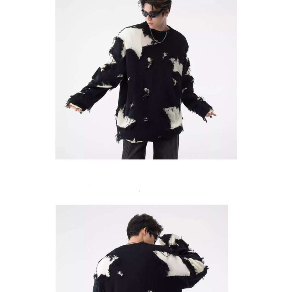 hoodie Rindu American new fashion clown star men's ripped edge hoodie Y2K retro thick sweater casual pullover for men and women jacket