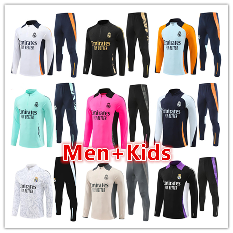 2025 2026 Madrids football tracksuit Training Suit sets Vini Jr Bellingham mbappe kit 24 25 26 Men kids soccer tracksuit Jacket kits Chandal Futbol Survetement Foot