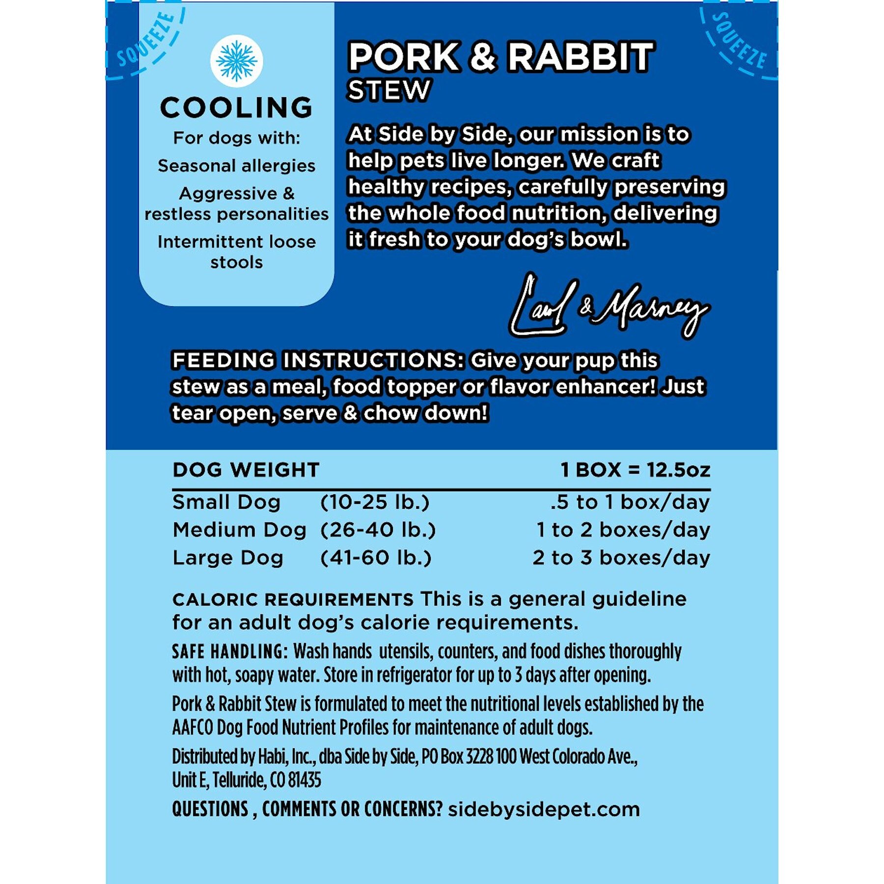 Side By Side Cooling Complete & Balanced Pork & Rabbit Stew Wet Dog Food, 12.5-oz box