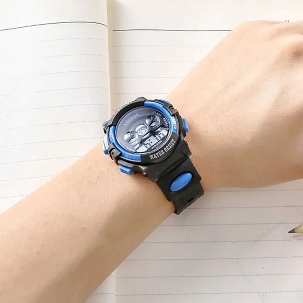 Childrens electronic watch with illuminated dial waterproof multifunctional alarm clock LED digital watch suitable for boys and girls X241122