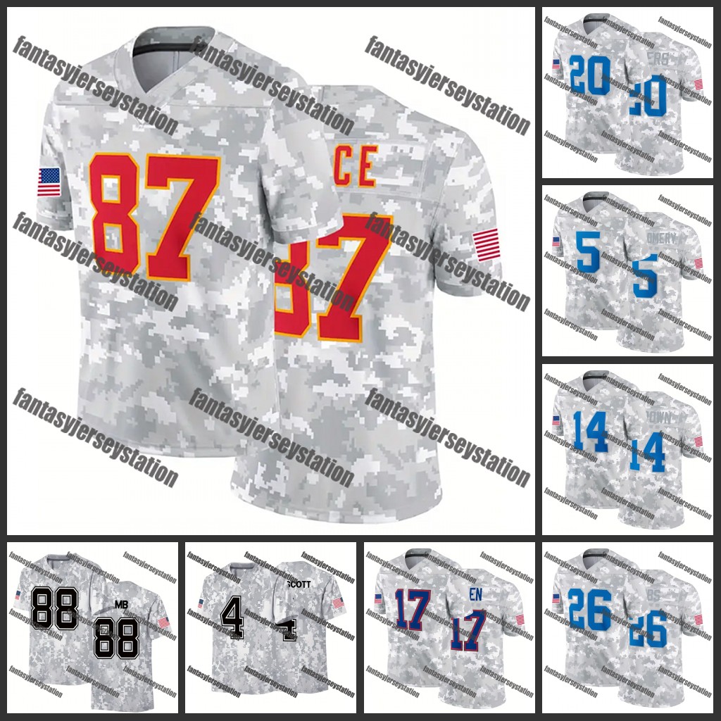 #26 Gibbs Jack Goff St. Brown 87 Kelce 2024 Camo Salute To Service Pullover Football Jersey individuation S-XXXL Mens Womens Youth Custom Any Name Num