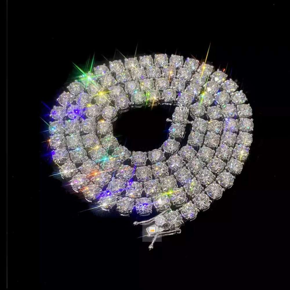 Hip Hop Color White VVS Sterg Sier 2Mm 3Mm 4Mm 5Mm 6.5Mm Moissanite Dia Tennis Chain Necklace