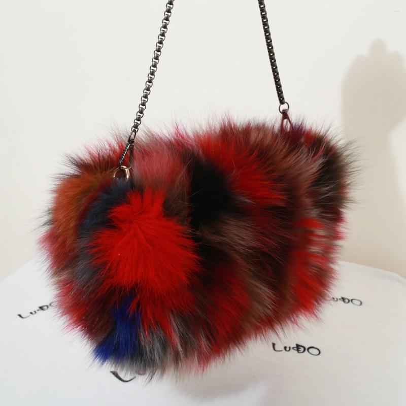 Shoulder Bags Real Fur Hand Warmer Bag Brand Chain Winter Ladies Authentic Fluffy Cute Fashion Women Handbag 0f9e