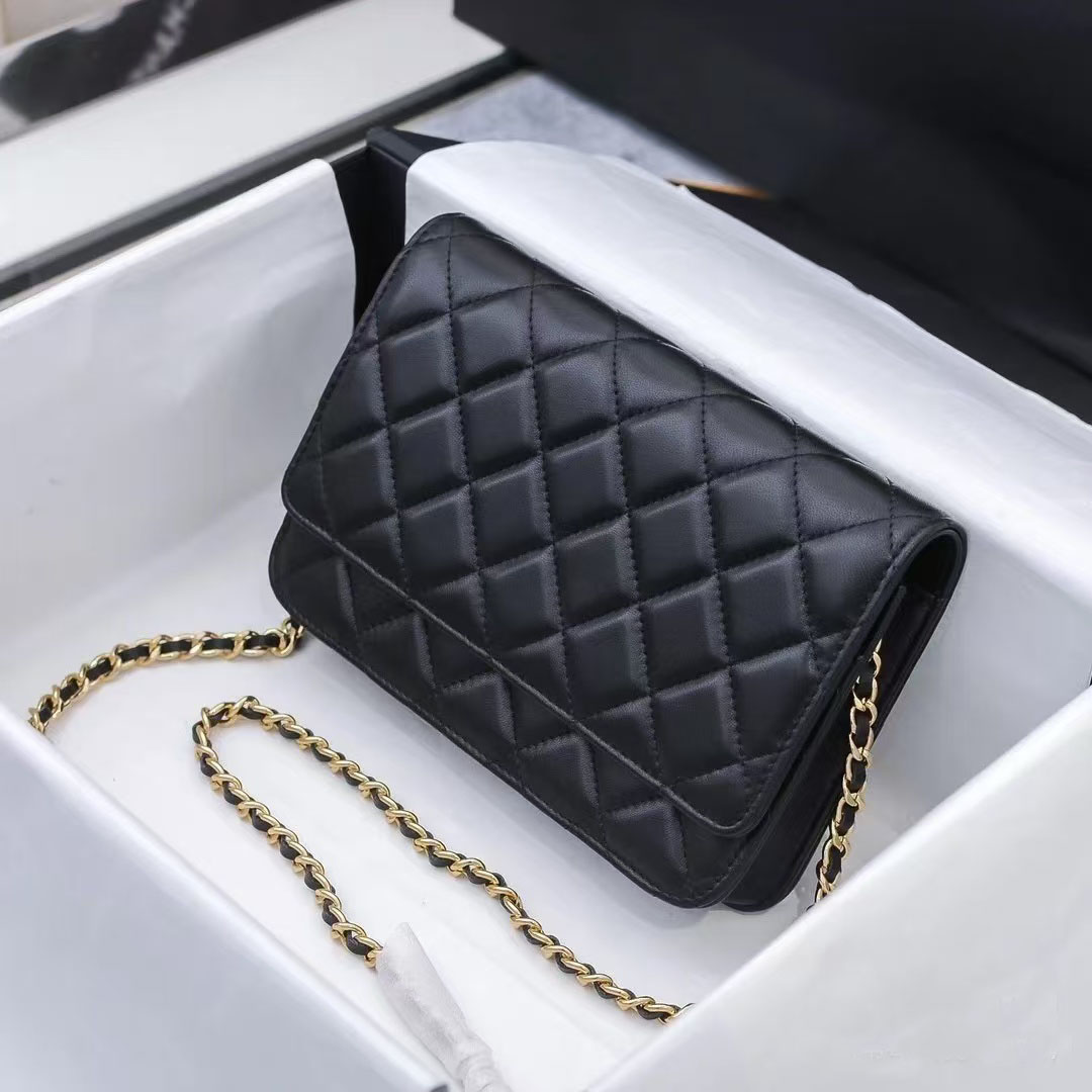 Designer shoulder bag mirror quality WOC classic chain small square bag imported ball patterned cowhide with zipper compartment inside Fashion Bags