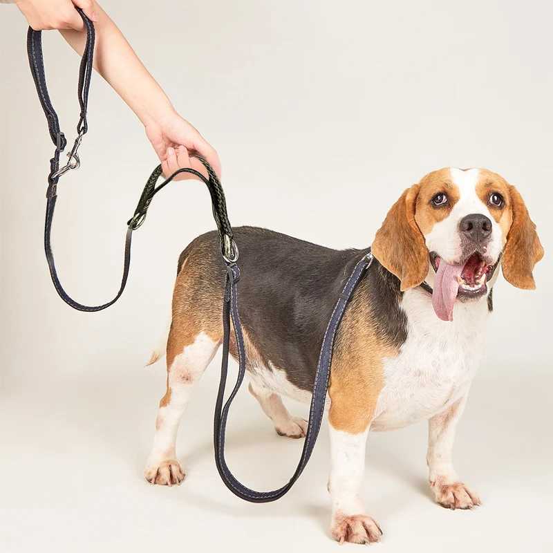 Multifunctional Jean Cloth Dog Leash Adjustable Length Free Hands Double Heads Leash for Small Medium Large Dogs Walking RunningXJ250218