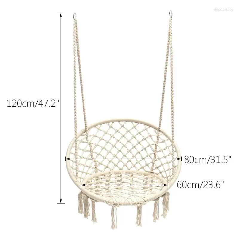 Camp Furniture Leisure Hammock Chair Hanging Basket Swing Cotton Rope Braided Deck For Courtyard Balcony Living Room