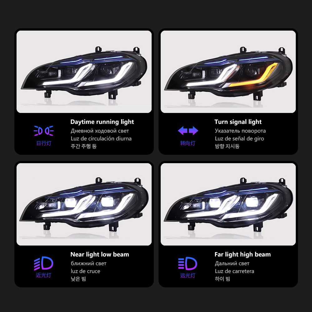 Full LED Headlight For X5 E70 2007-2013 Dual L Blue Styling LED Daytime Lights Dynamic Turn Signals Car Accessories