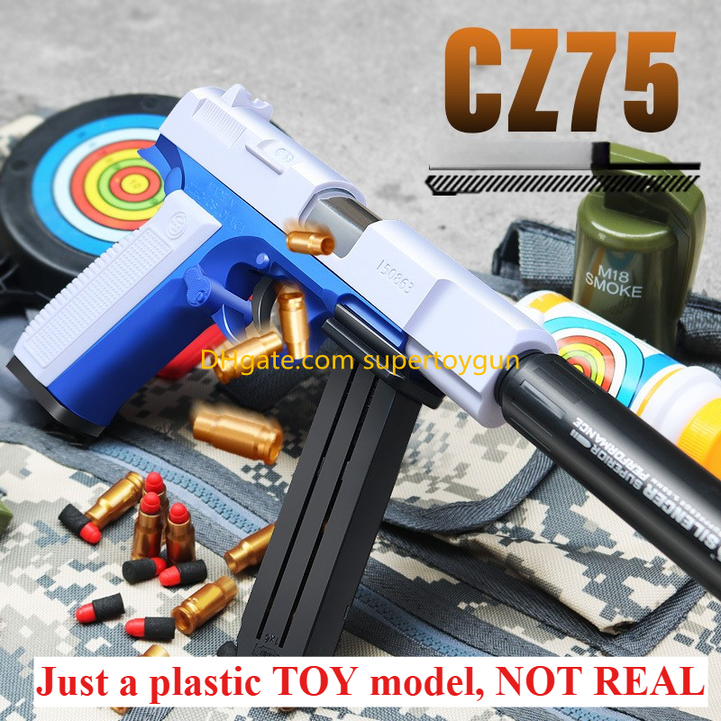 CZ75 Gun Toy Soft Bullet Shell Ejection Manual Toy Gun Blaster Pistol Handgun Shooting Model For Adults Children Outdoor Games