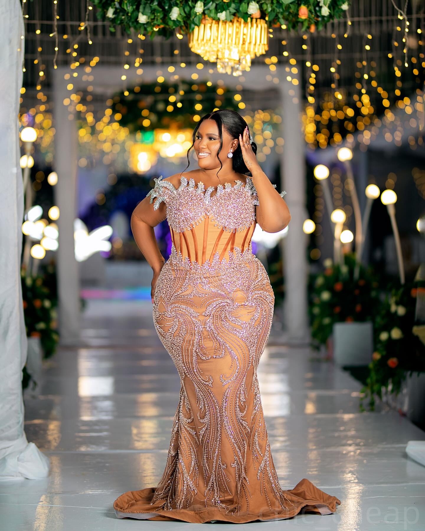 2025 Aso Ebi Plus Size Chocolate Mermaid Prom Dresses For Special Occasions Illusion Rhinestones Evening Party Birthday Gowns Dress For Women Vestidos