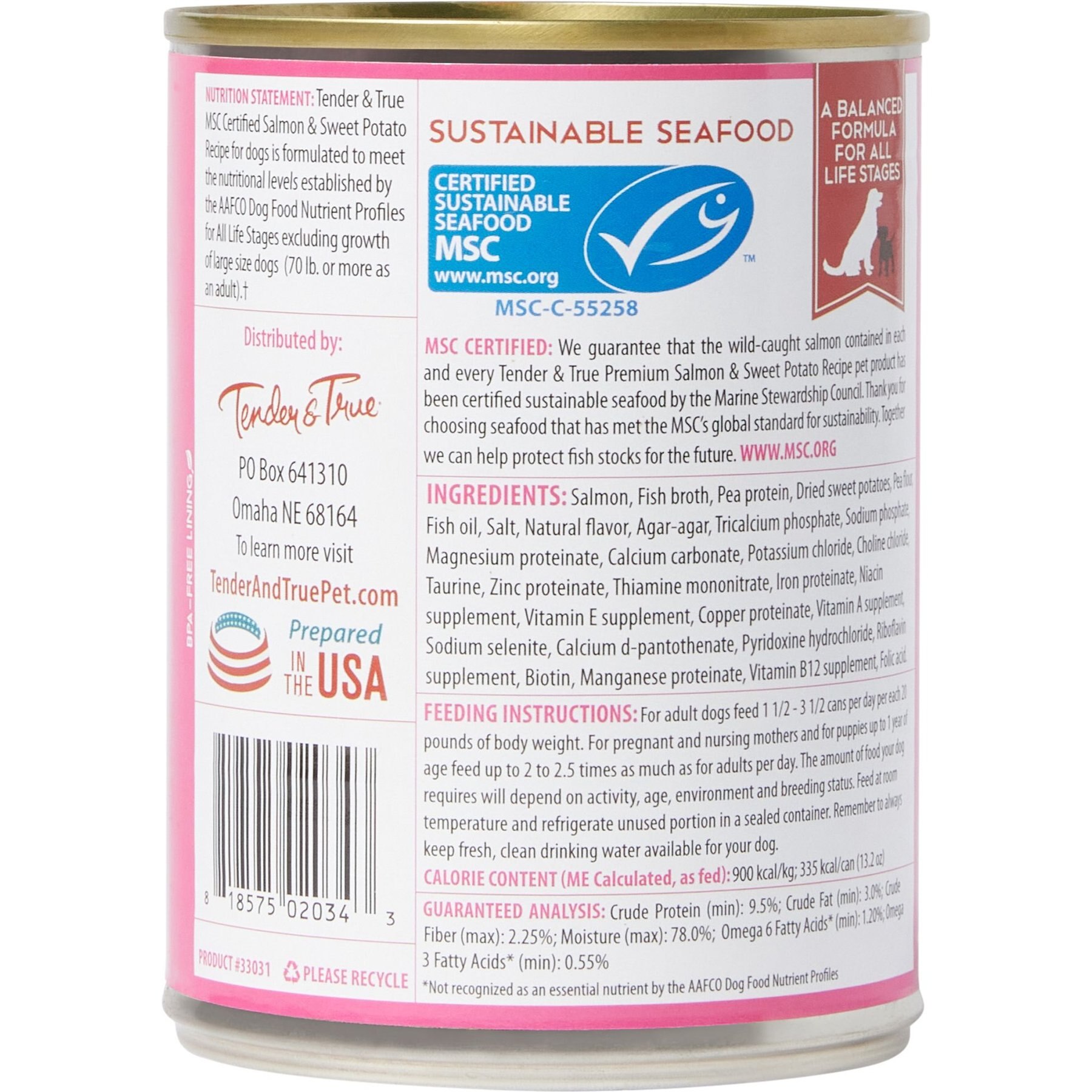 Tender & True Limited Ingredient Salmon & Sweet Potato Recipe Grain-Free Wet Dog Food