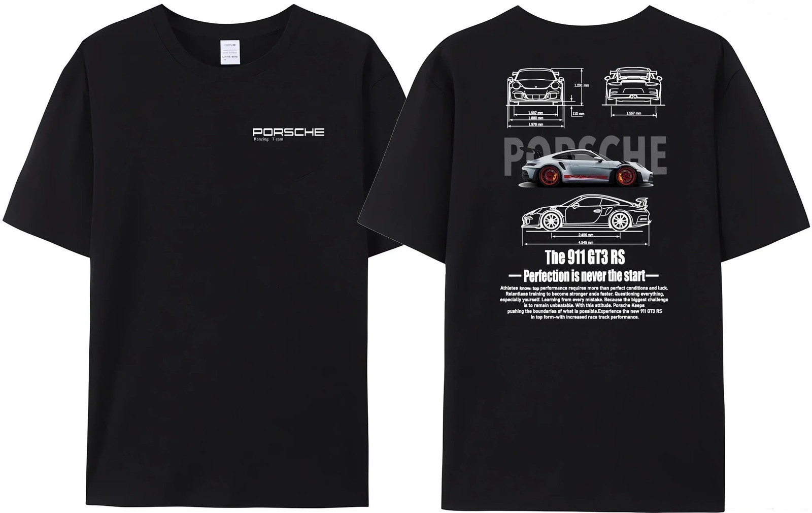 Choice Birthday Gift Perfection Is Never The End GT3RS Summer Men Cotton T Shirt Fashion Tees Casual 911 Man Womens Tops 240409