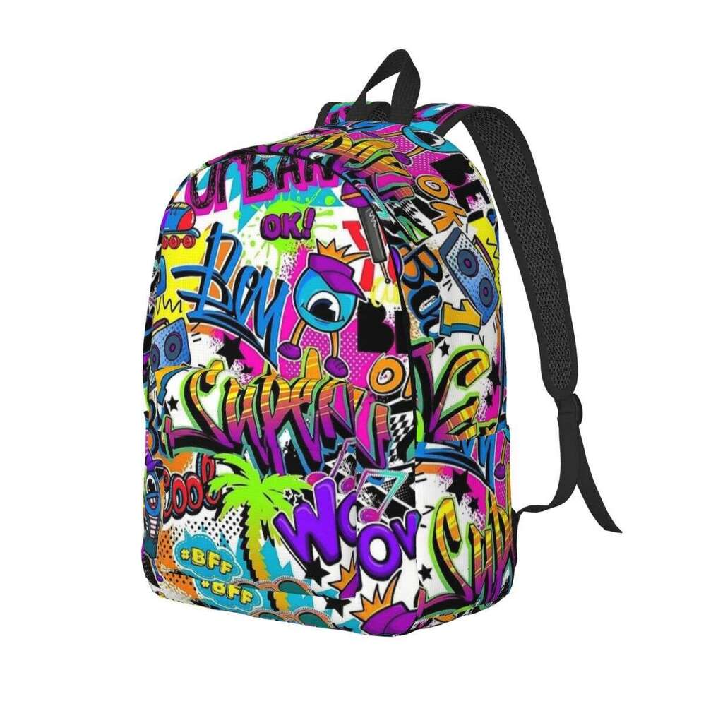 Graffiti Trc Cartoon for Teens Student School Bookbag Canvas Daypack Middle High College Hiking