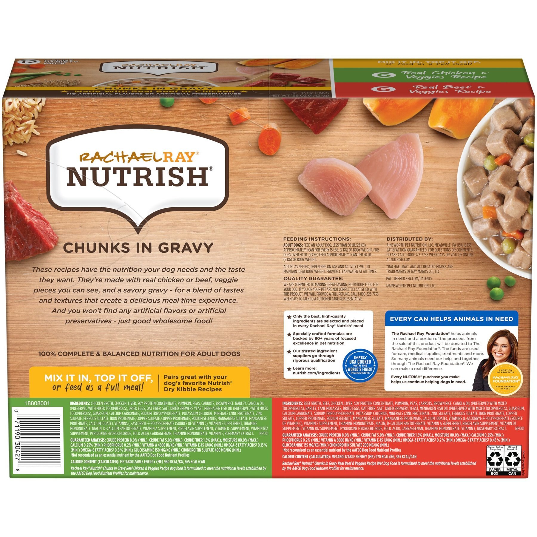 Rachael Ray Nutrish Chunks in Gravy Variety Pack Dog Wet Food, 13-oz can, 12 count