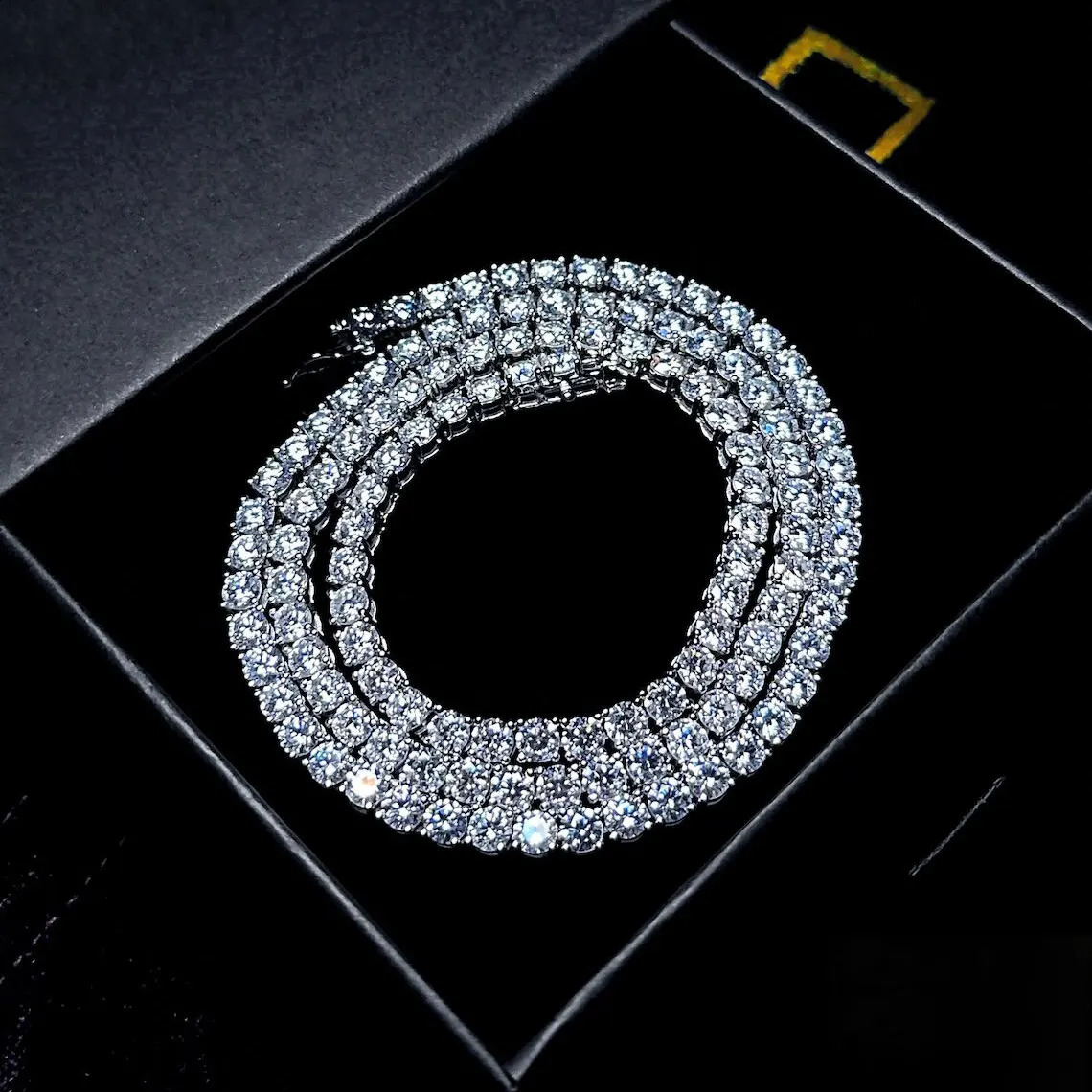 Fashion Jewelry 3mm 4mm 5mm Hip Hop Ice Tennis Chain Copper Material Mens Rock Necklace Womens Sparkling Zircon Jewelry 241121