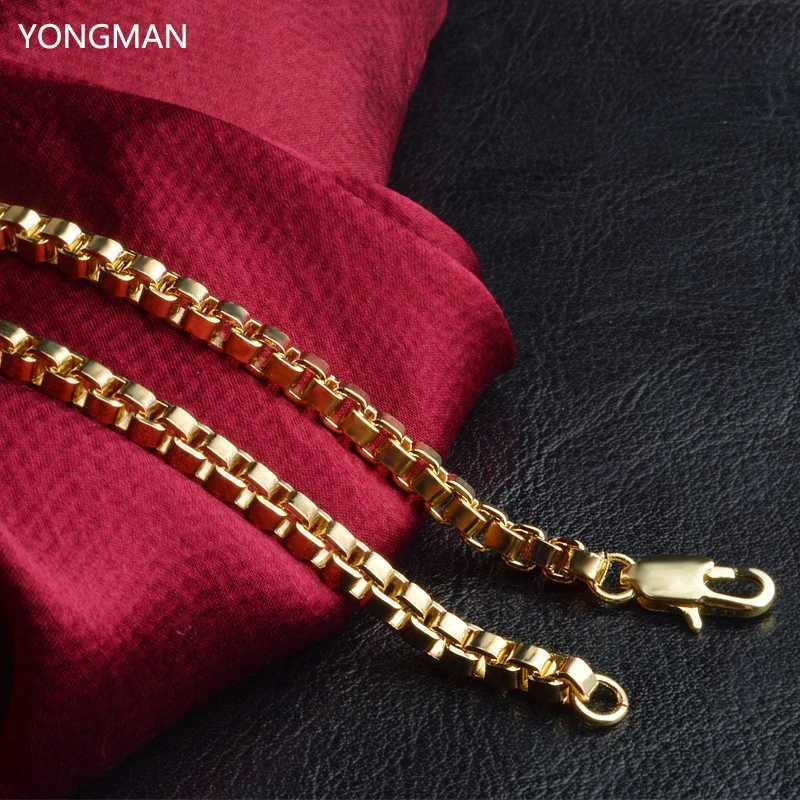 YONAN 18K Gold Plated 3MM Box Chain Necklace 16 inches 18 inches 20 inches 22 inches 24 inches 26 inches 28 inches 30 inches W241121