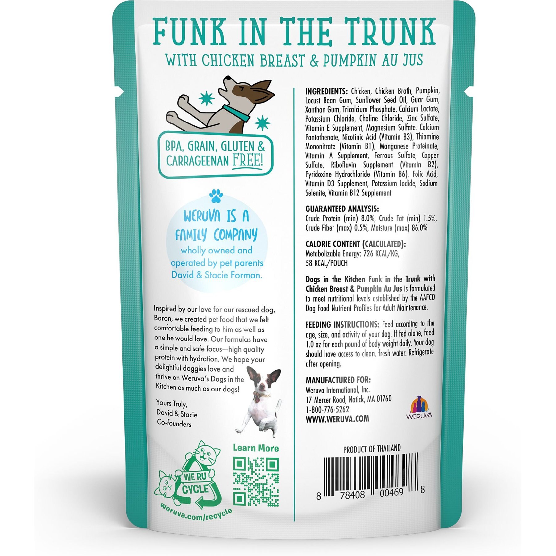 Weruva Dogs in the Kitchen Funk in the Trunk with Chicken Breast & Pumpkin Au Jus Grain-Free Dog Food Pouches
