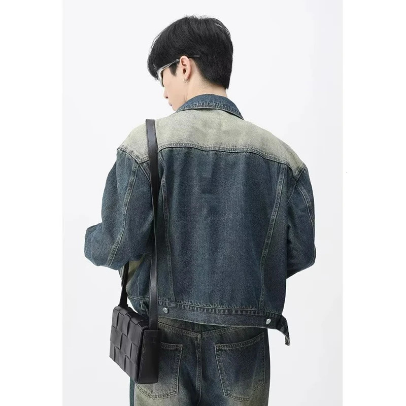 Spring Autumn Blue Denim Set Men Women Hop Hip Fashion Varsity Wash Cowboy Jacketsjeans Suit High Street Unisex Two Piece Set 240415