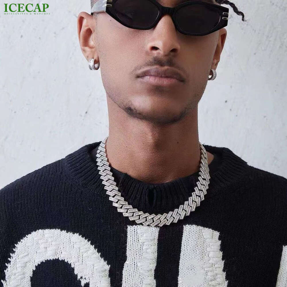 Hip Hop Jewelry Vvs Moissanite Diamond 14mm Iced Out Cuban Link Necklace Custom Cuban Link Chain Hip Hop Necklace