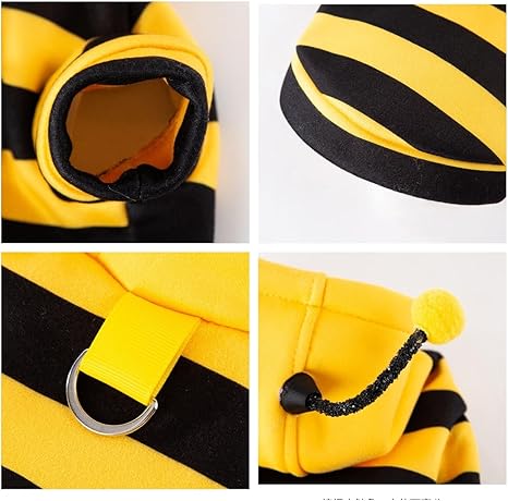 Cat Antennae Costume Hoodies Cute Bee Stripes Dog Kitten Puppy Pet Apparel (,Yellow&Black