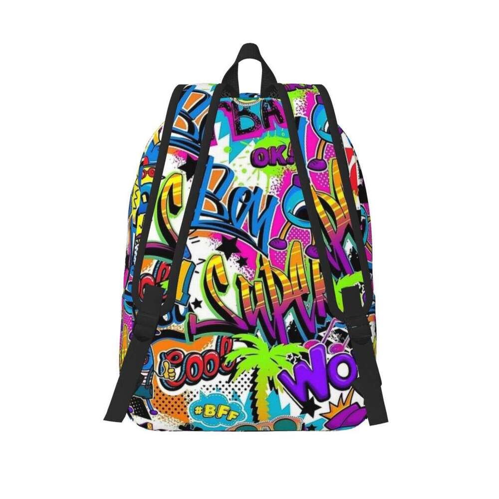 Graffiti Trc Cartoon for Teens Student School Bookbag Canvas Daypack Middle High College Hiking