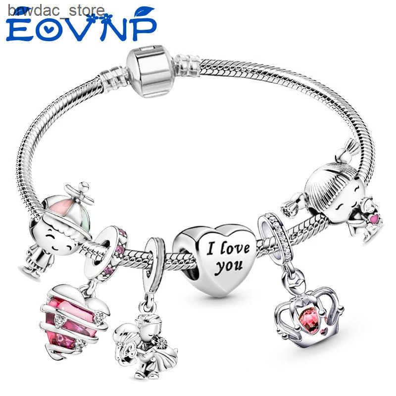 Charm Bracelets EOVNP Silver Color Charm s Boy Girls Charm For Women Girlfriend 2023 Valentines Day Jewelry Gift Pulsera Mujer L240910