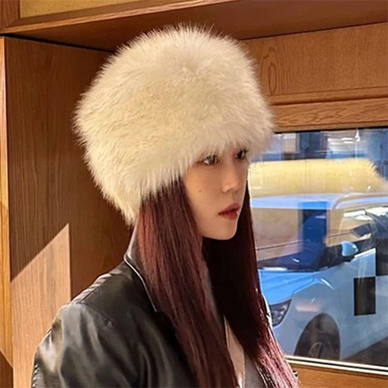 Winter Hat For Womens High Quality Mink Fur Thickened Warm Pullover Beanie Fashion Y2K Same Style Plush Flat Cap 241122