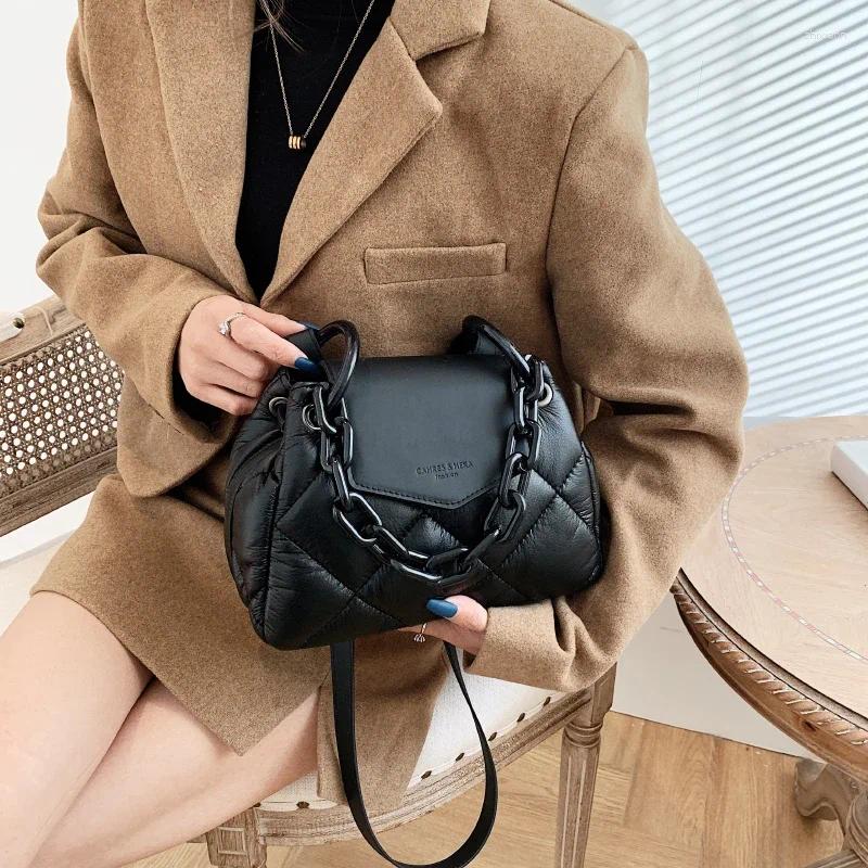 Drawstring Kawaii Hit Winter PU Leather Padded Quilted Women's Designer Handbag Chain Shoulder Crossbody Bags zhanyishengli