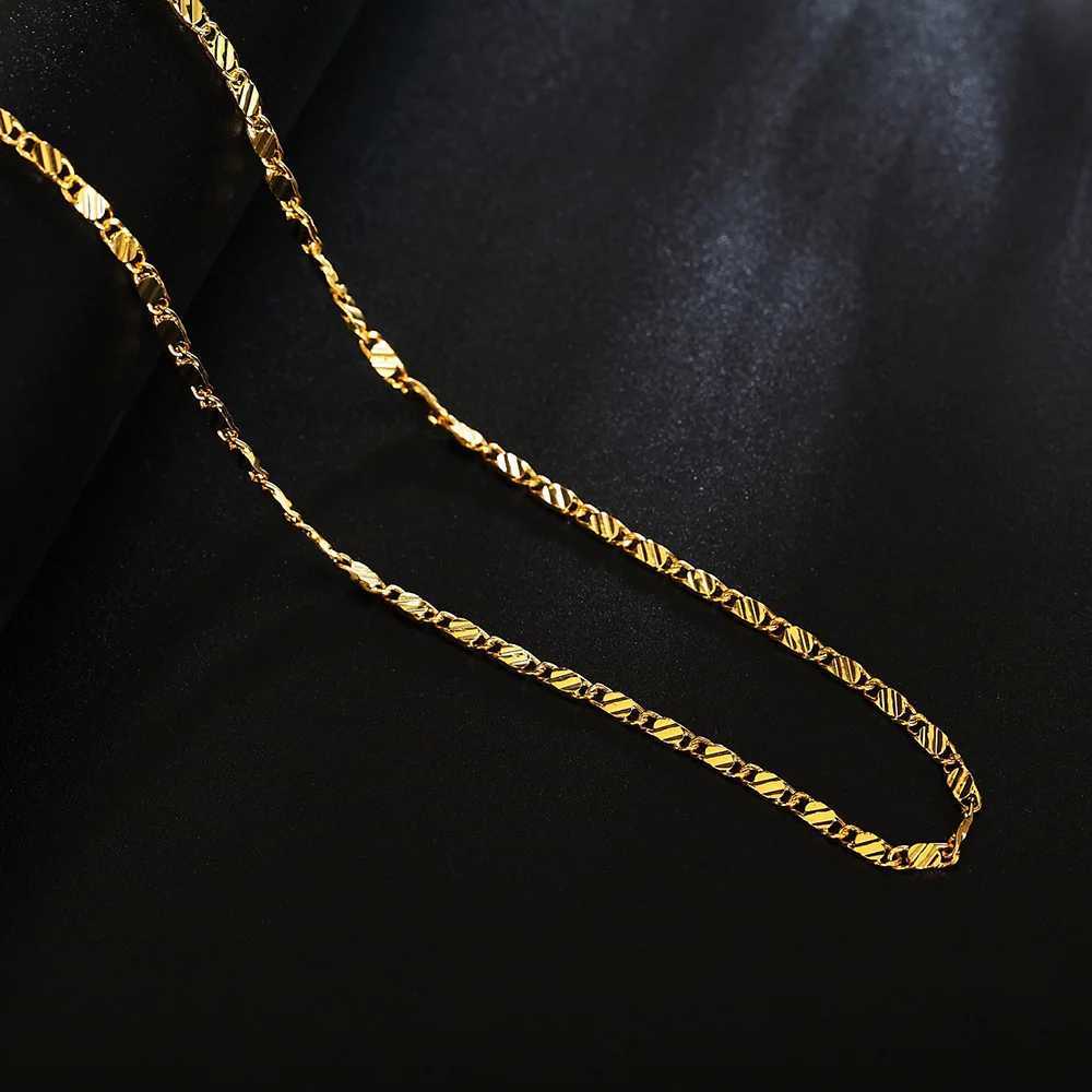 Hot selling 925 sterling silver 18K gold plain chain necklace for mens wedding jewelry Christmas gift 40-75cm W241121