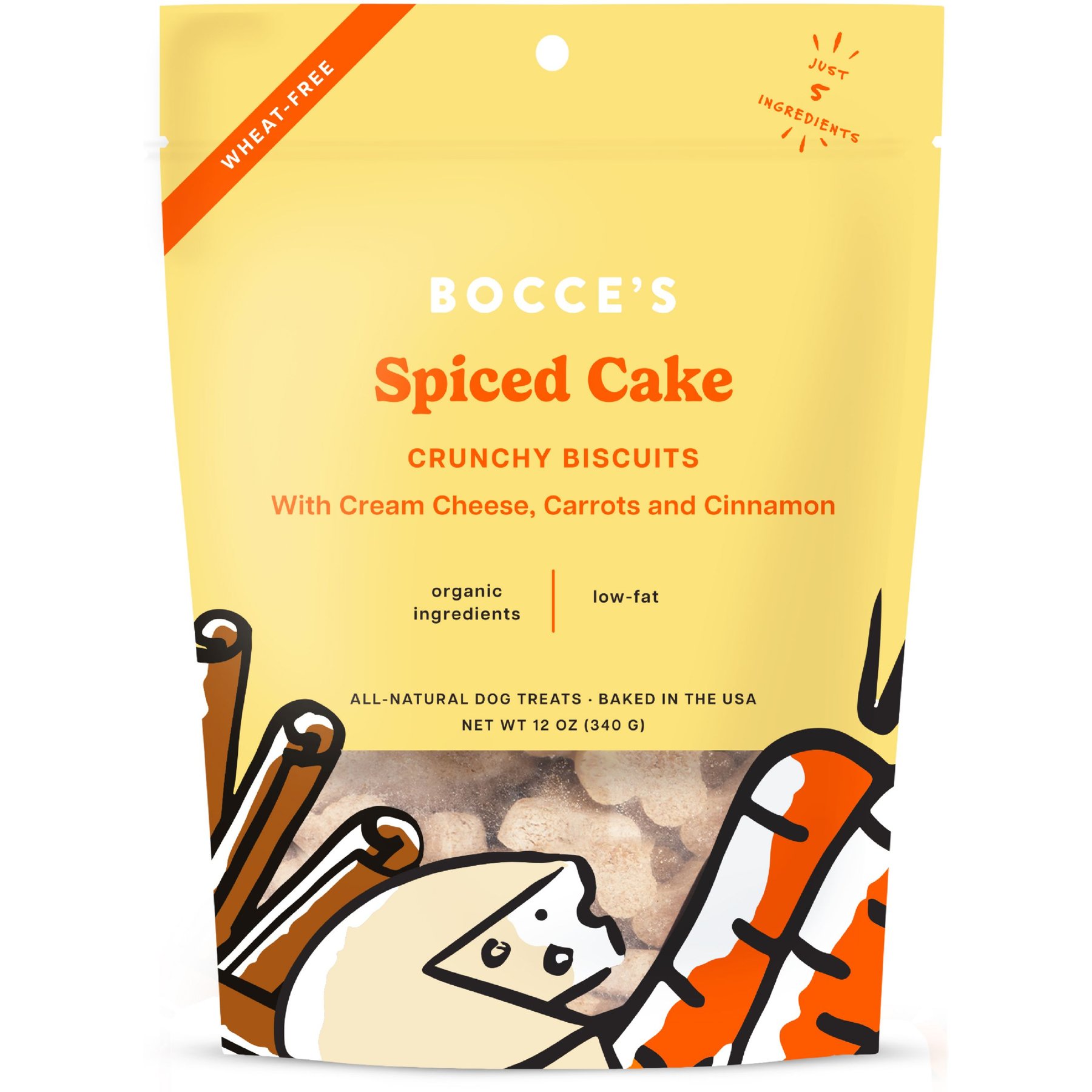 Bocce's Bakery Spiced Cake Biscuits Crunchy Dog Treats, 12-oz bag