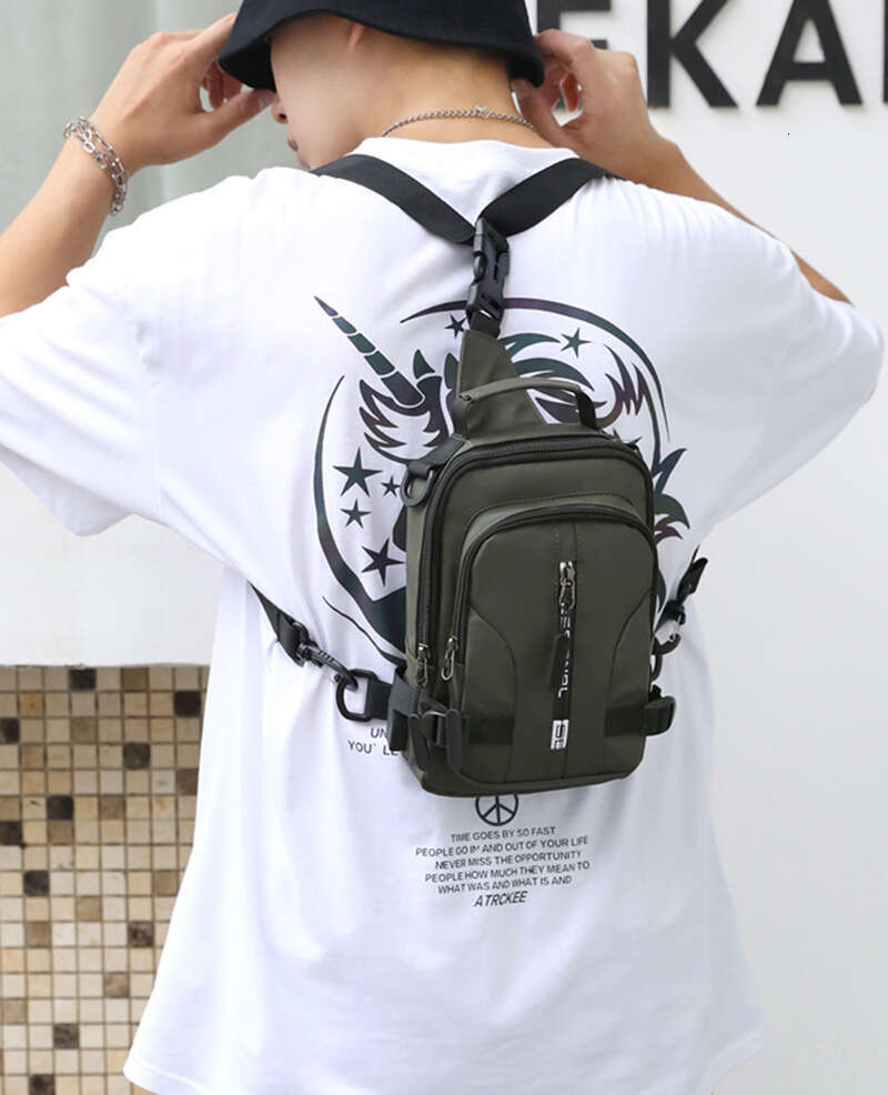 Men Small Backpack Rucksack Cross Body Shoulder with USB Charging Port Nylon Travel Male Sg Side Messenger Chest Bag Pack