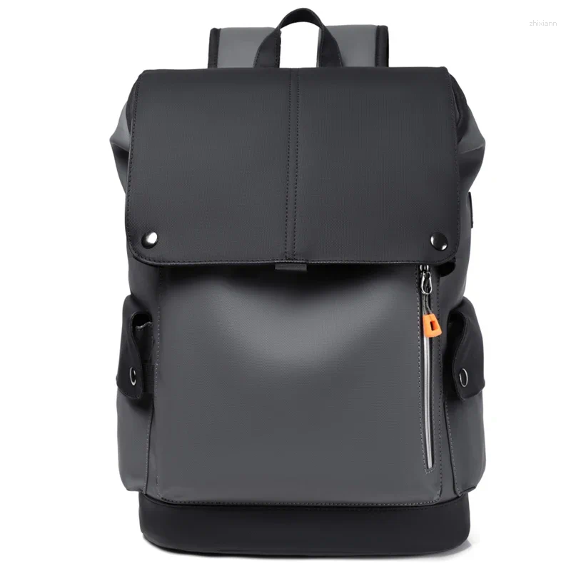 School Bags High Quality PU Leather Waterproof Men's Laptop Backpack Large Computer For Business Urban Man USB Charging