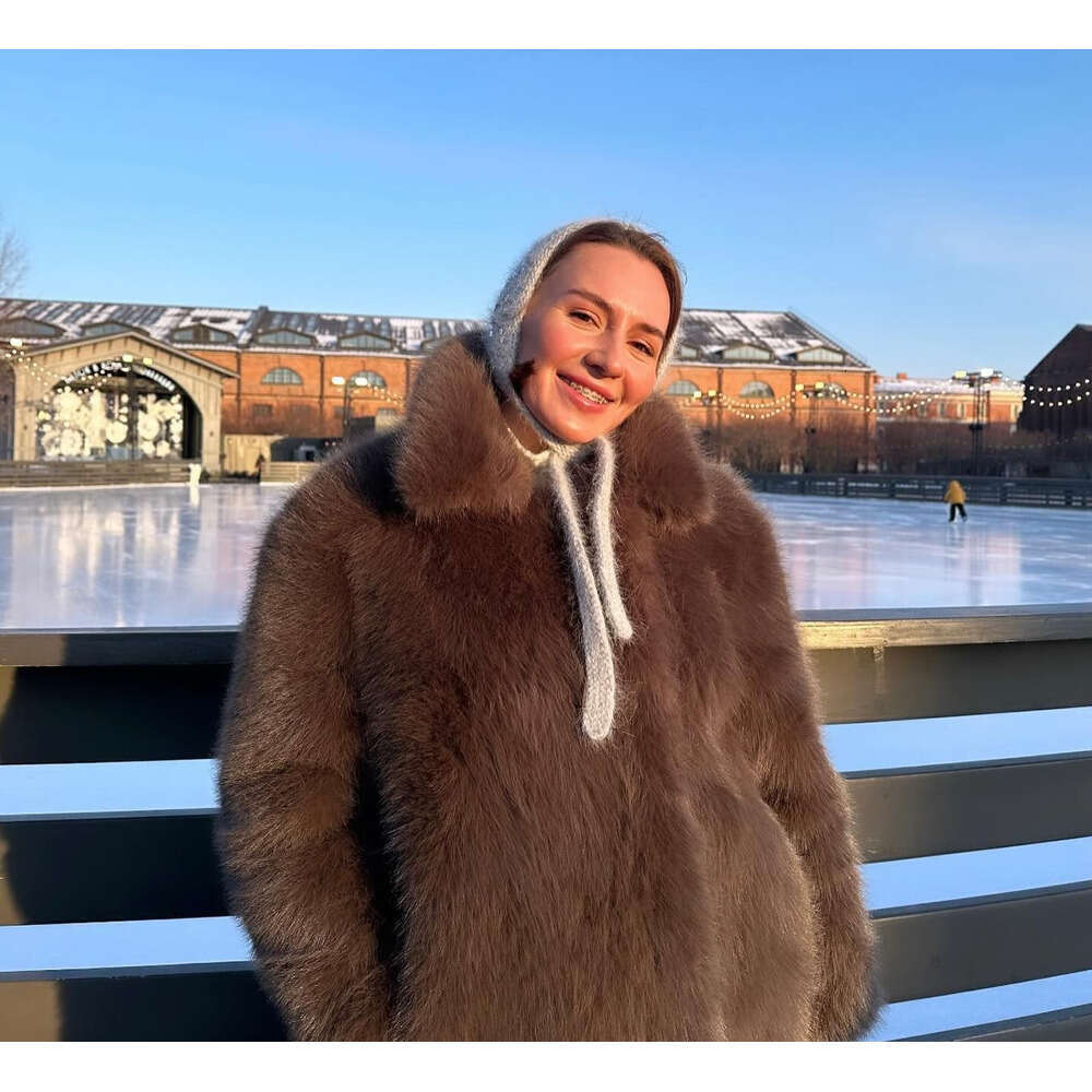 Winter young fur women's medium long loose internet famous fried street imitation fox plush coat