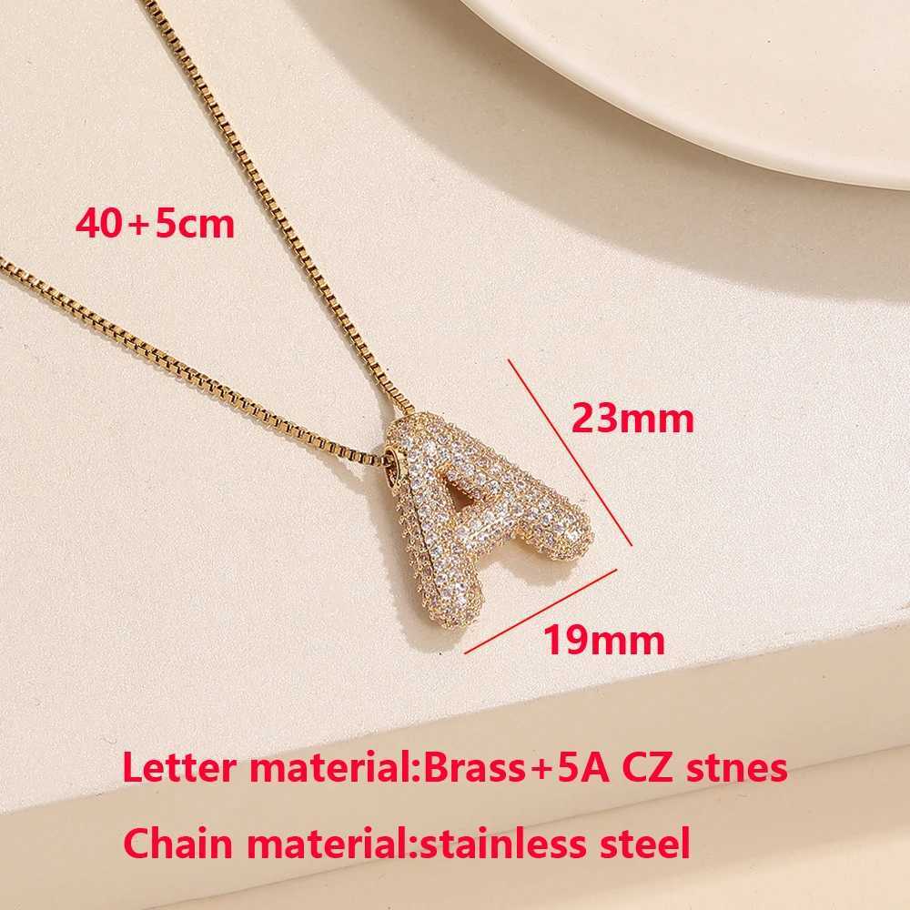 BenS Stainless Steel 26 Letter Womens Necklace Bubble Gold Plated Initial Letter Pendant Necklace Jewelry Wholesale N13 W241121