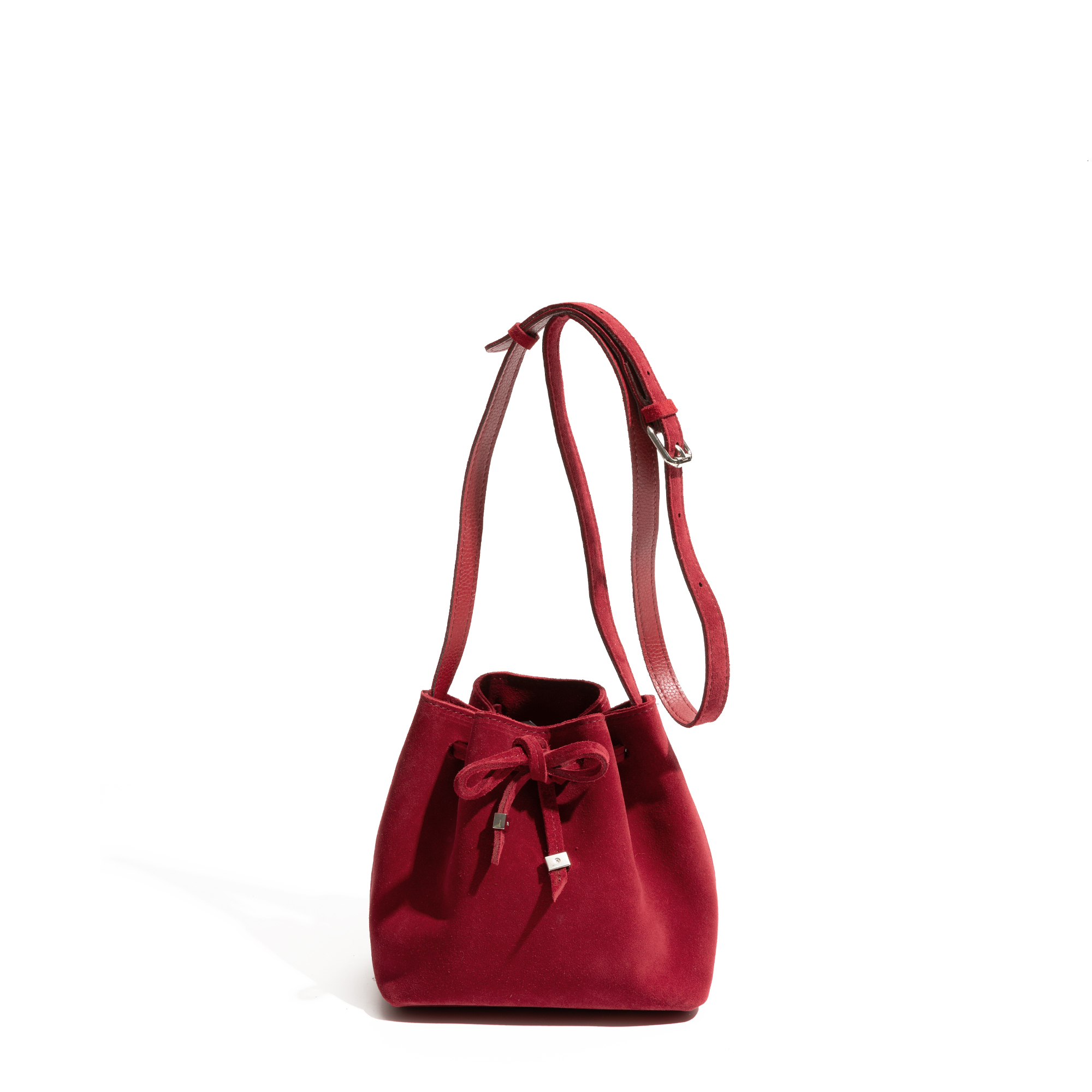 Genuine Leather Suede Crossbody Bag For Woman Solid Color Vintage Design Fashion Draw String Shoulder Purse String BagVoyage