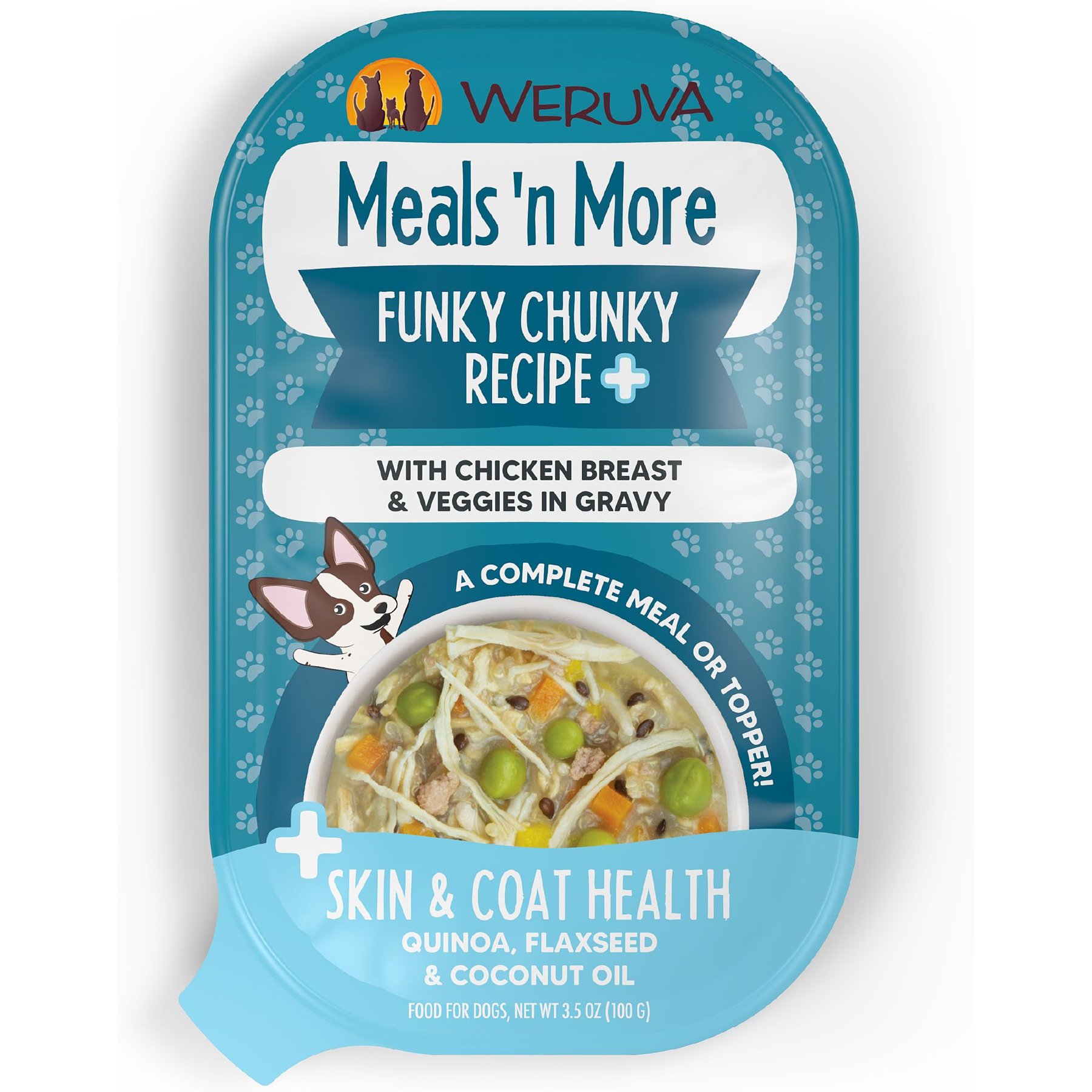 Weruva Meals 'n More Natural Wet Dog Food, Funky Chunky Plus Skin & Coat Health, 3.5-oz cup, 12 count