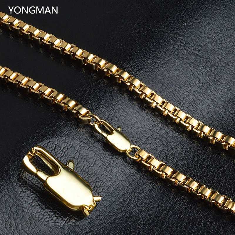 YONAN 18K Gold Plated 3MM Box Chain Necklace 16 inches 18 inches 20 inches 22 inches 24 inches 26 inches 28 inches 30 inches W241121