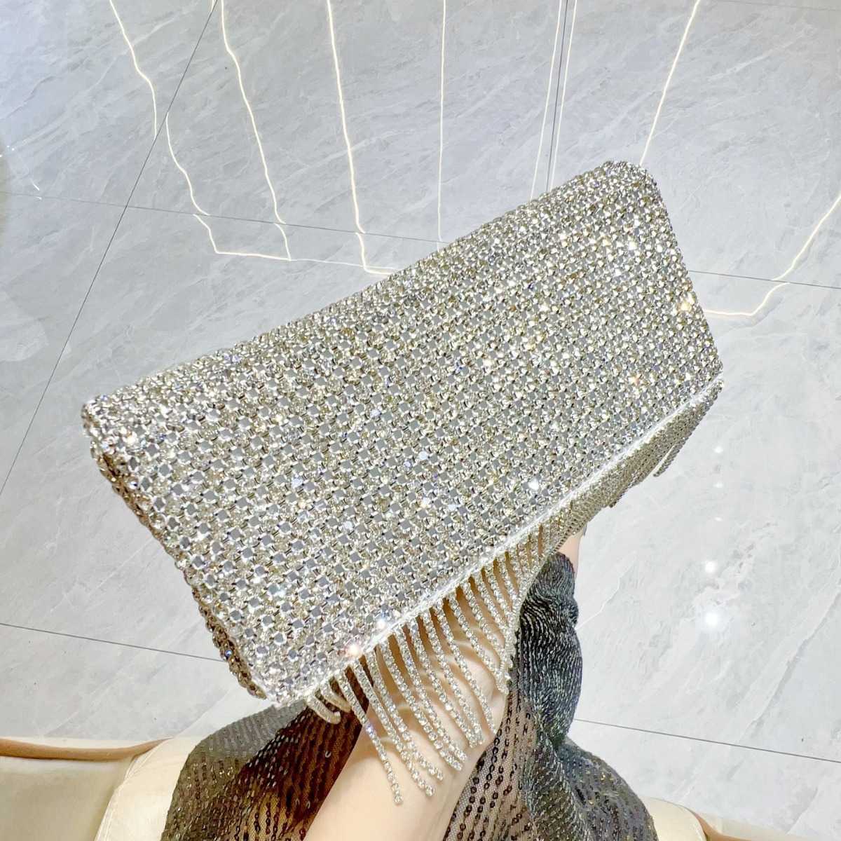 New Super Sparkling Full Diamond Banquet Bag Korean Edition Internet Celebrity Premium Feel Handheld Crossbody Bag