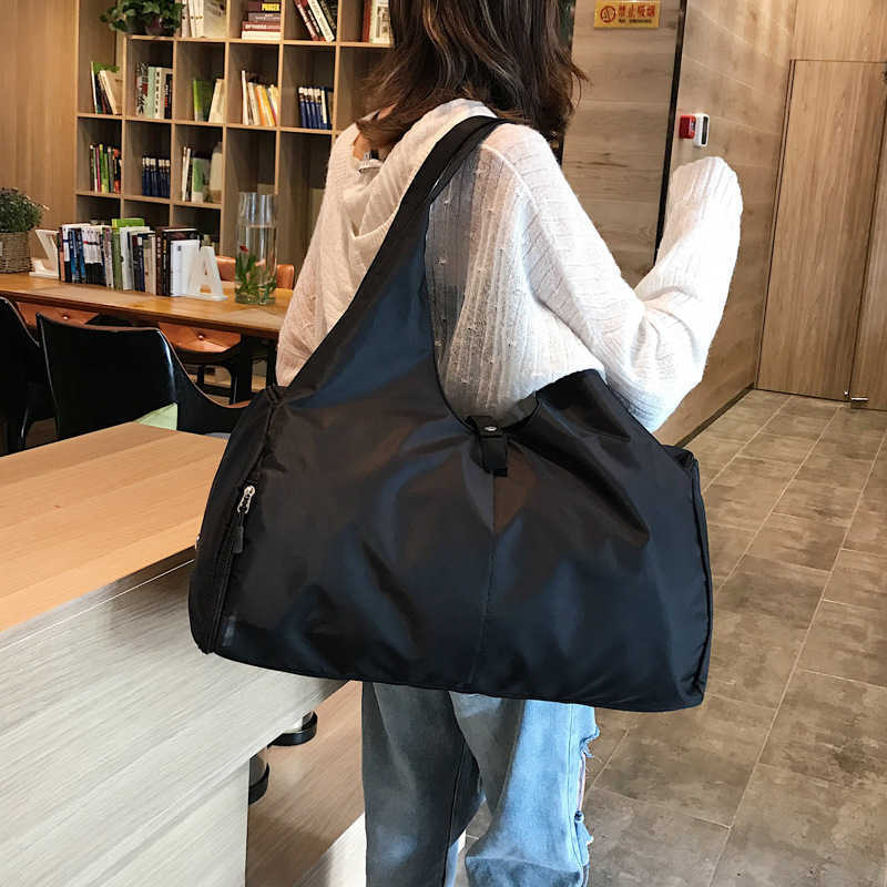 straight fashion lightweight womens sports training fitness bag tide large capacity foldable one shoulder travel storage bag