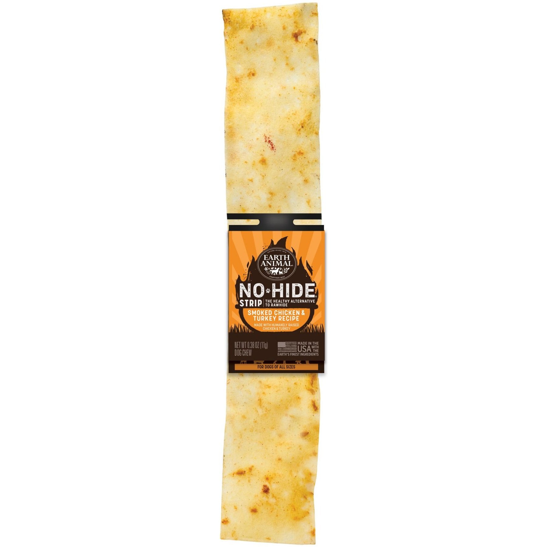 Earth Animal No-Hide Strips Natural Rawhide Alternative Barbeque Smoked Chicken & Turkey Recipe Chew Dog Treat
