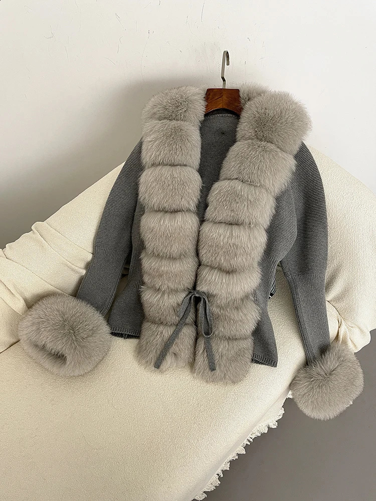 OFTBUY 2024 Winter Women Cotton Coat Cardigan Jacket Real Fur Sweater Detachable Leather Placket Cuffs Overcoats 241120