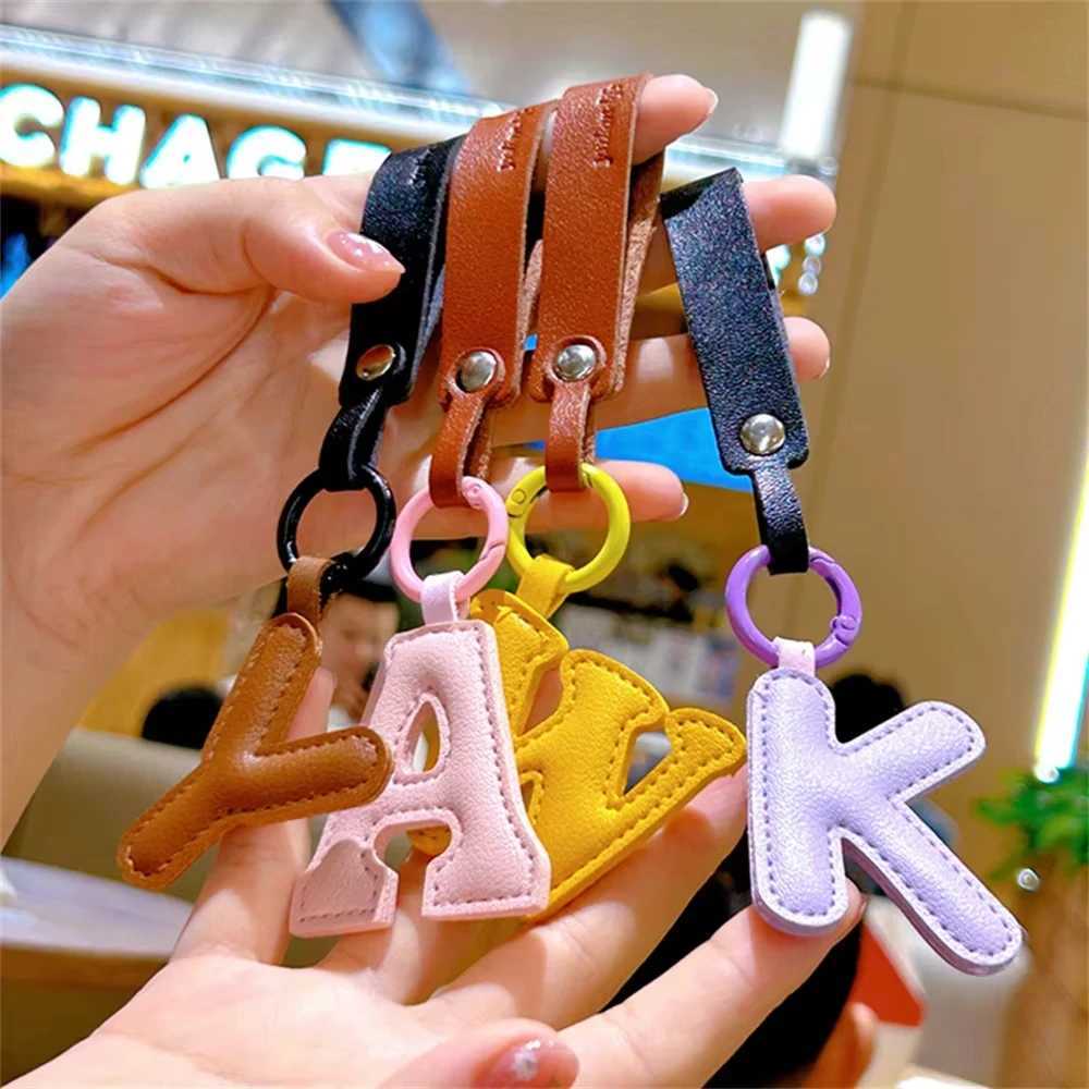 Creative leather English letter keychain bag pendant decoration phone bag accessories gift Y241121