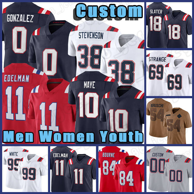 Christian Gonzalez Football Jersey Drake Maye New Englandes Patriotes Tom Brady Rhamondre Stevenson Kendrick Bourne Keion White Cole Strange Tedy Br