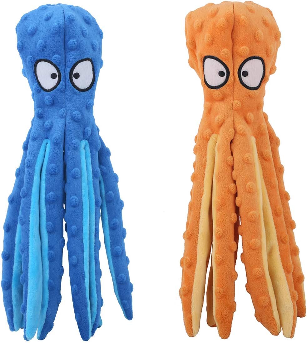 CPYOSN Squeaky Octopus - No Stuffing Crinkle Plush Puppy Teething, Durable Interactive Dog Chew Toys for Small, Medium Large Dogs Training and Reduce 