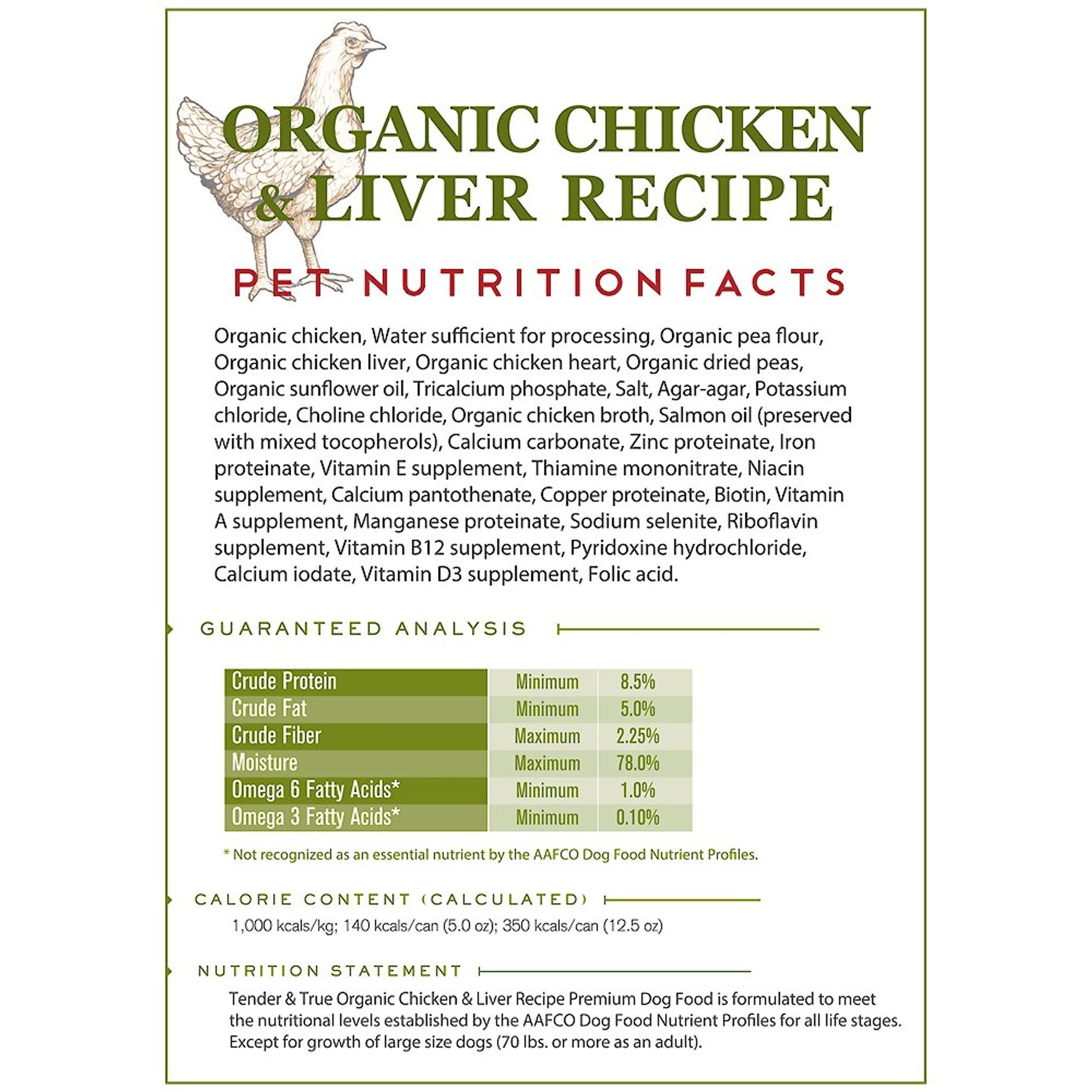 Tender & True Organic Chicken & Liver Recipe Grain-Free Canned Dog Food