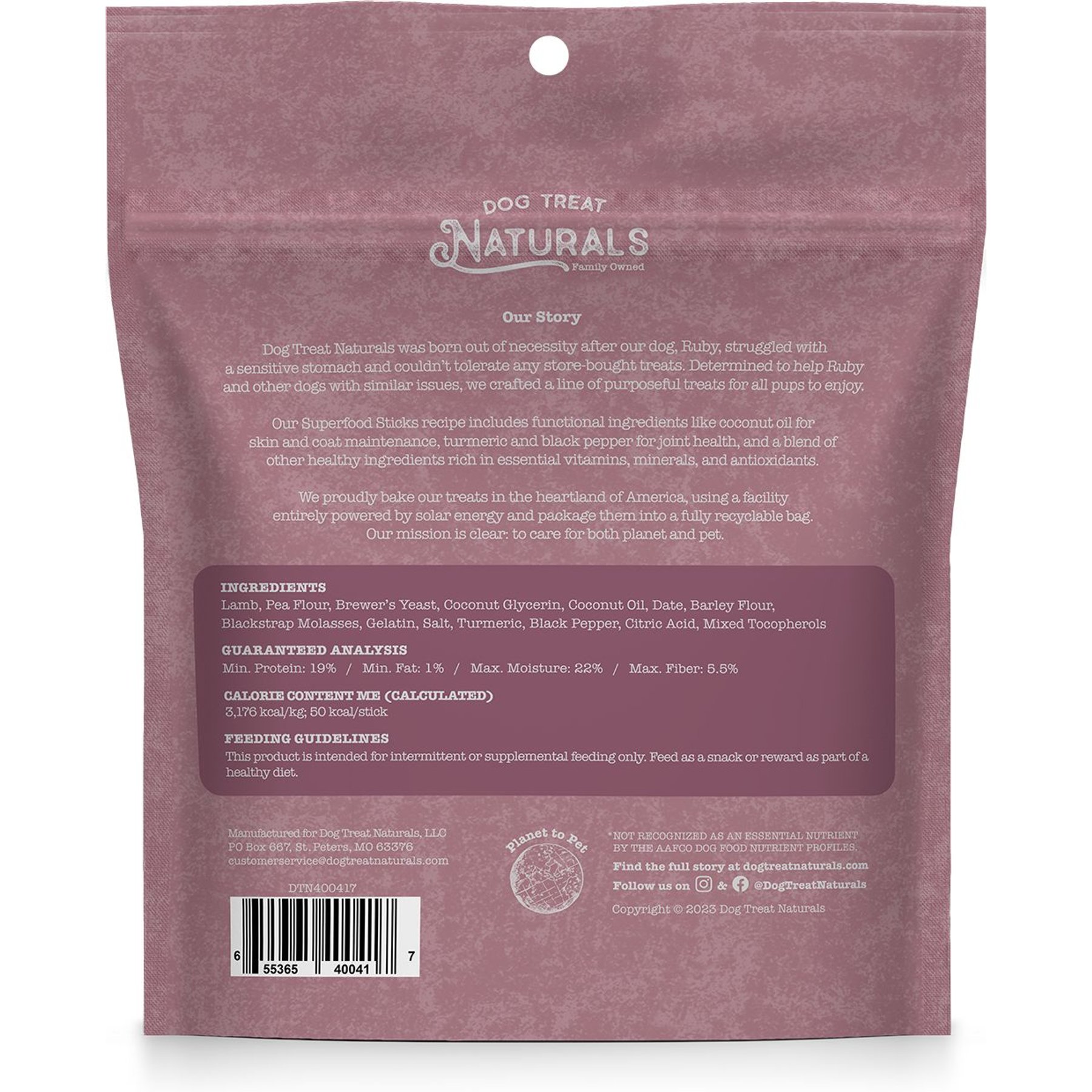 Dog Treat Naturals Lamb & Date Superfood Fresh All Stages Natural Chews Sticks Treats, 10-oz bag
