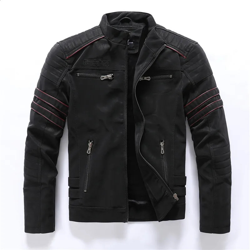 Winter Motorcycle PU Leather Jacket Men Vintage Fleece Warm Multipocket Coat Male Zipper Autumn Outwear Jackets 241122