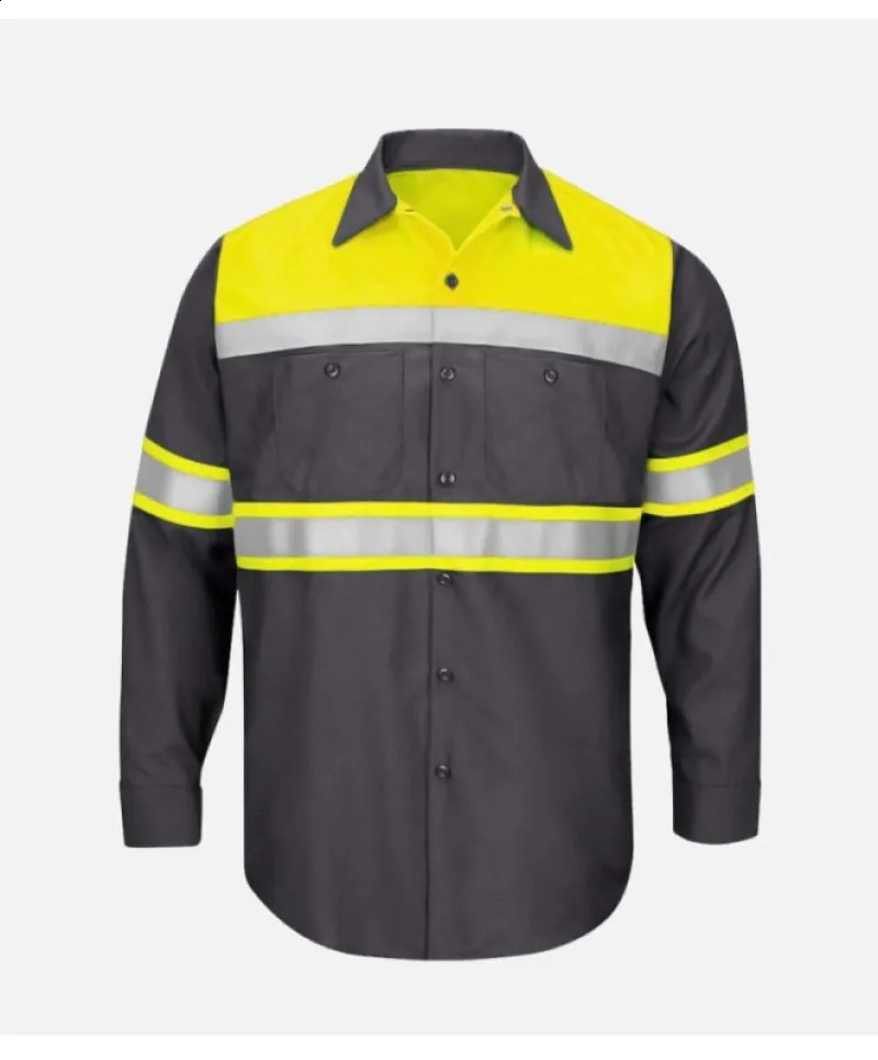 Summer Cotton Work Clothing Hi Vis Long Sleeves Reflective Safety Working Uniform Porter Construction Worker Coverall Electric 241122