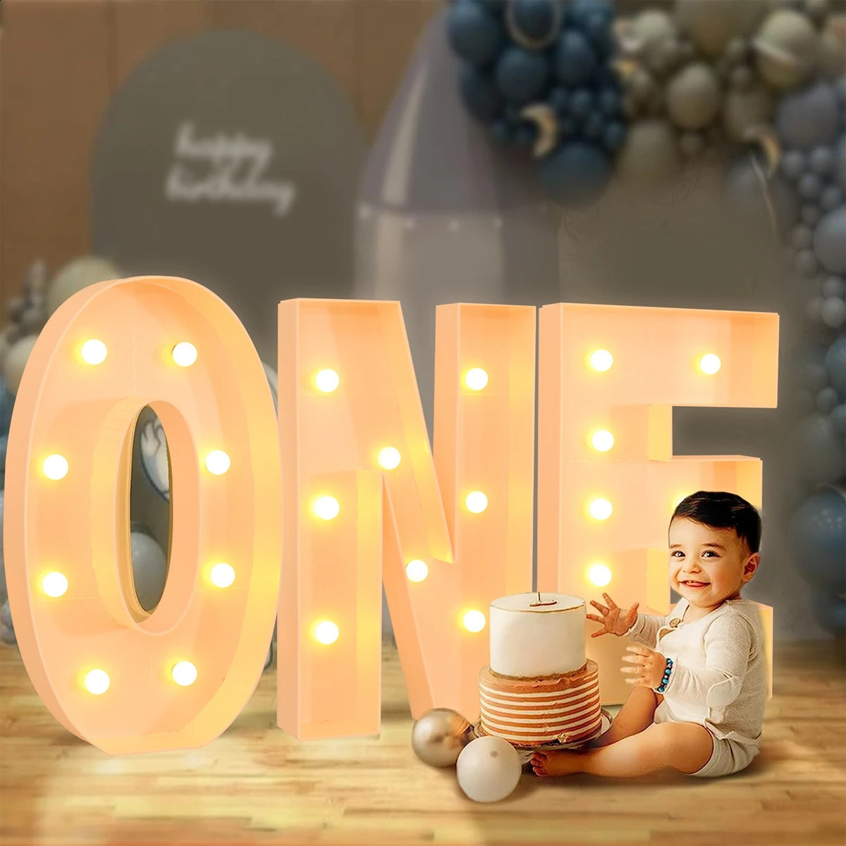 91.5CM LED light letter frame baby shower boy girl one love GRAD Christmas name balloon filling box birthday wedding party decoration 241112
