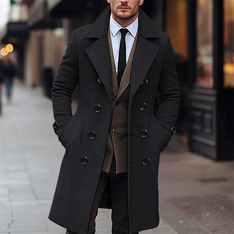 New Arrival Autumn and winter mens wool coat business casual fashion double chest long wool trench M-type wool blend coat Z241122